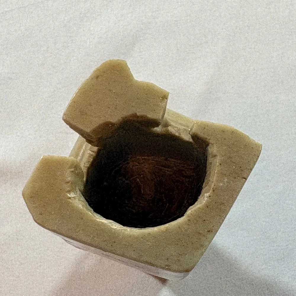 Vintage Hand Carved Soapstone Bud Vase Chinese Floral Relief Tan 5.5 Inch